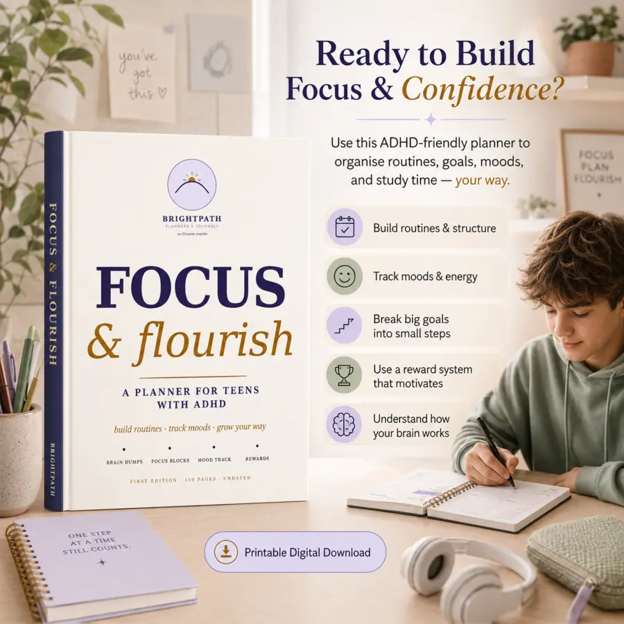 Focus and Flourish ADHD planner product preview